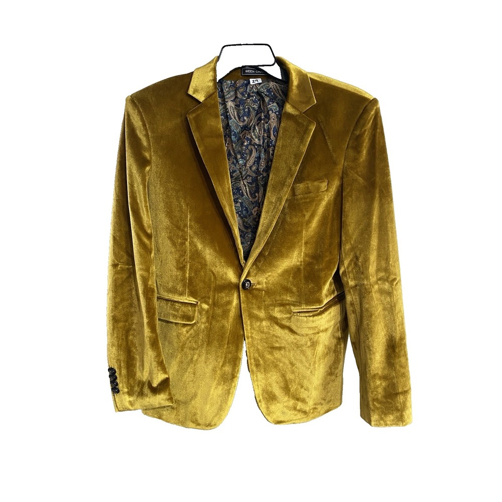 ween charm mens VELOUR JACKET suit coat COSTUME gold formal size‎ SMALL EUC H1